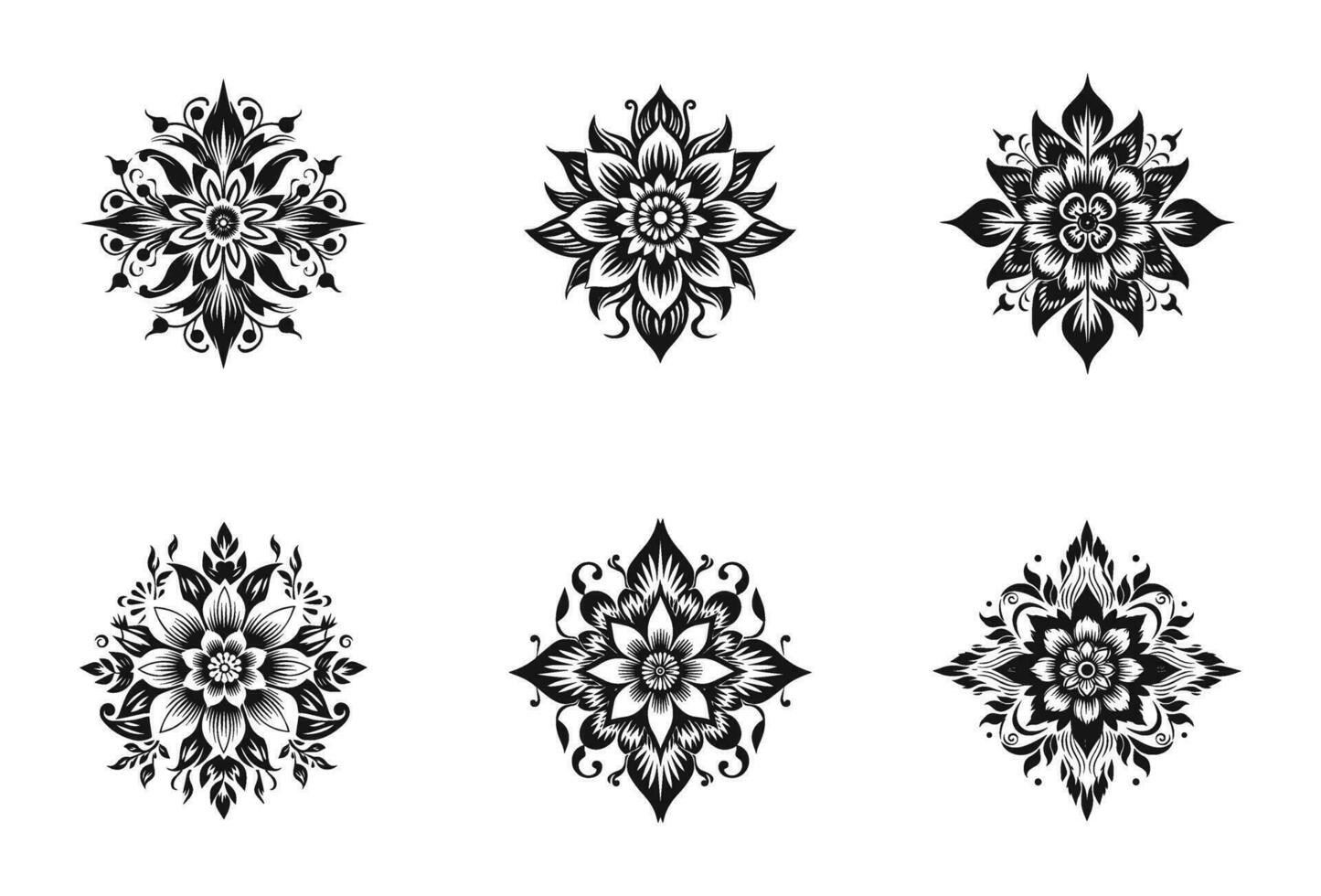 hand- getrokken bloem tatoeëren, meetkundig bloem kunst vector geïsoleerd Aan wit achtergrond