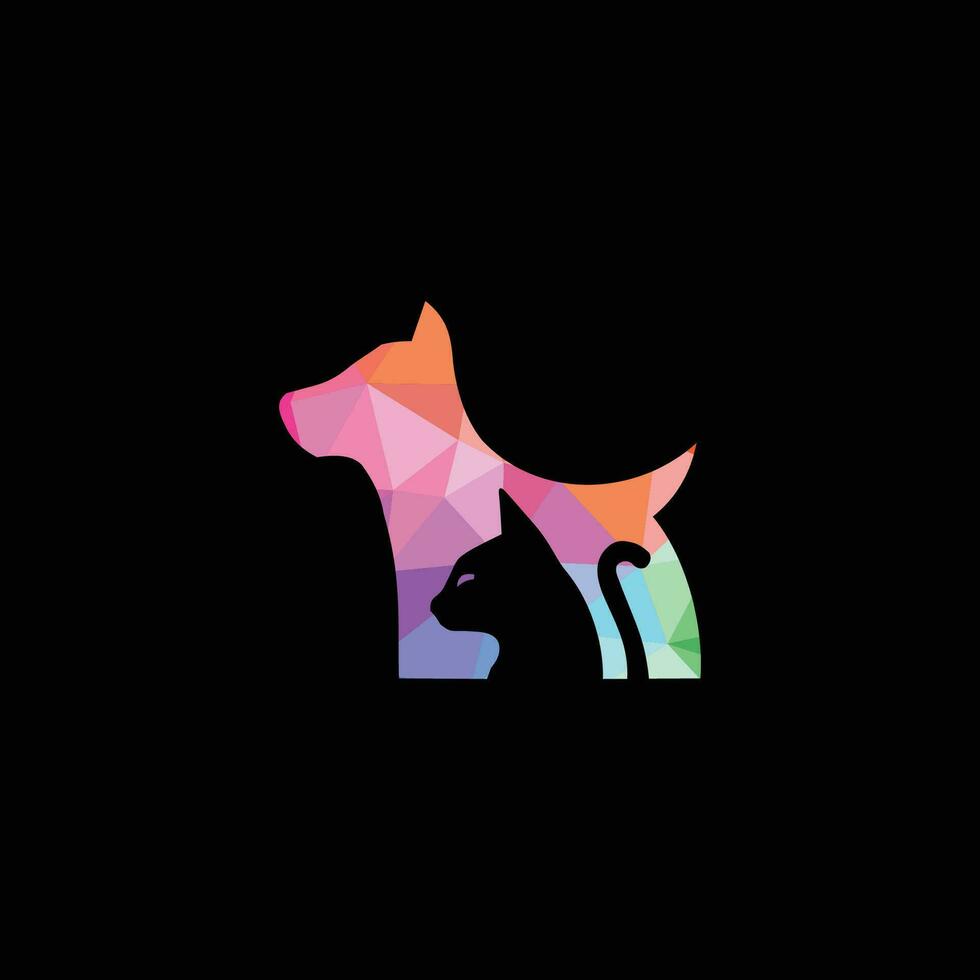 hond en kat abstract geomatrick vorm geven aan, vol kleur vector. vector