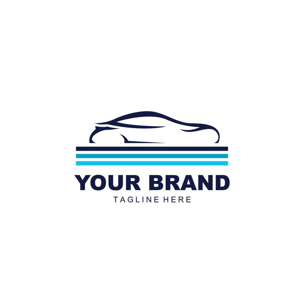 auto logo met gemakkelijk en elegant blauw schets vector