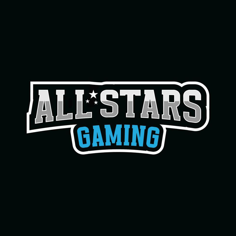 vector allemaal sterren gaming sport- tekst logo ontwerp, bewerkbare sjabloon