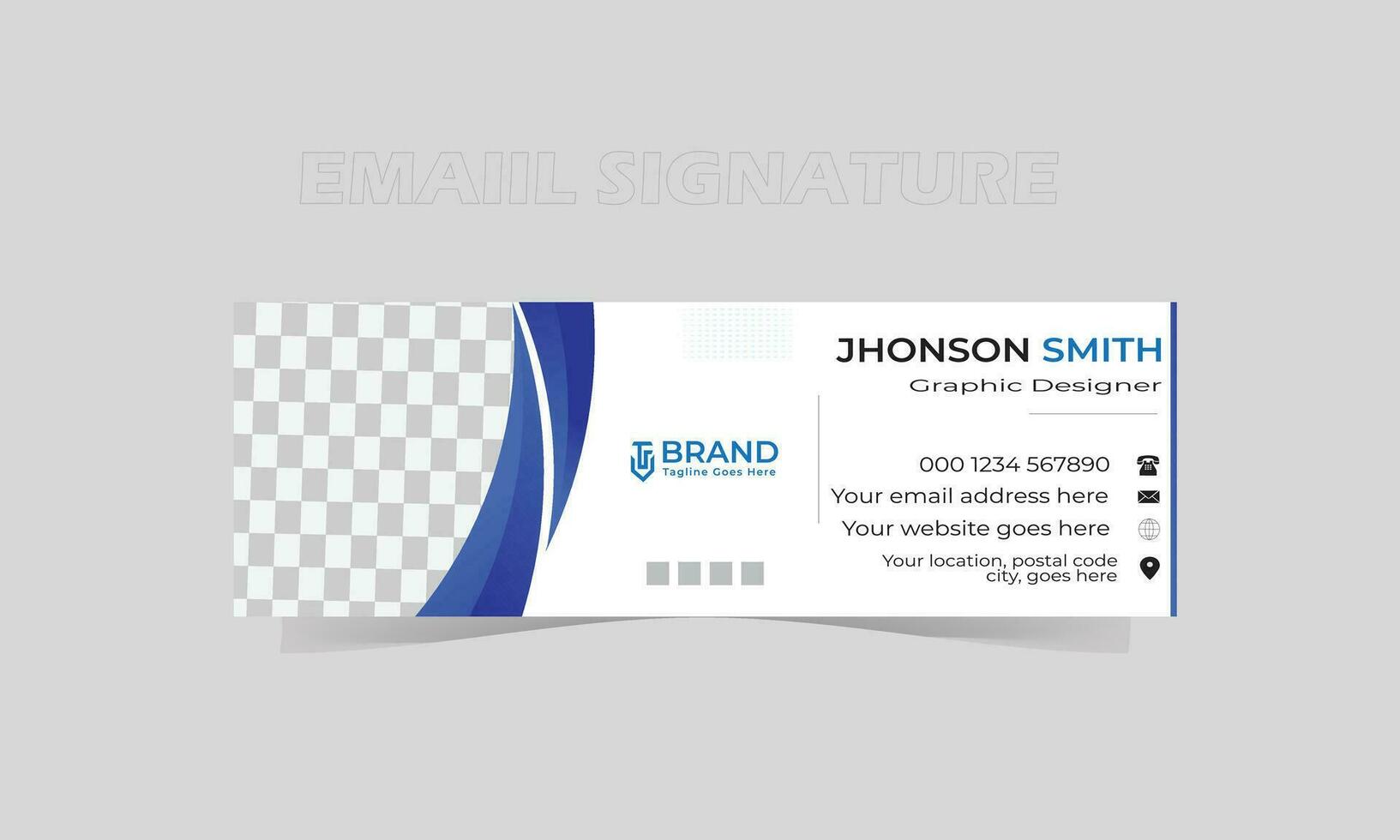 e-mail handtekening lay-out met blauw accenten vector