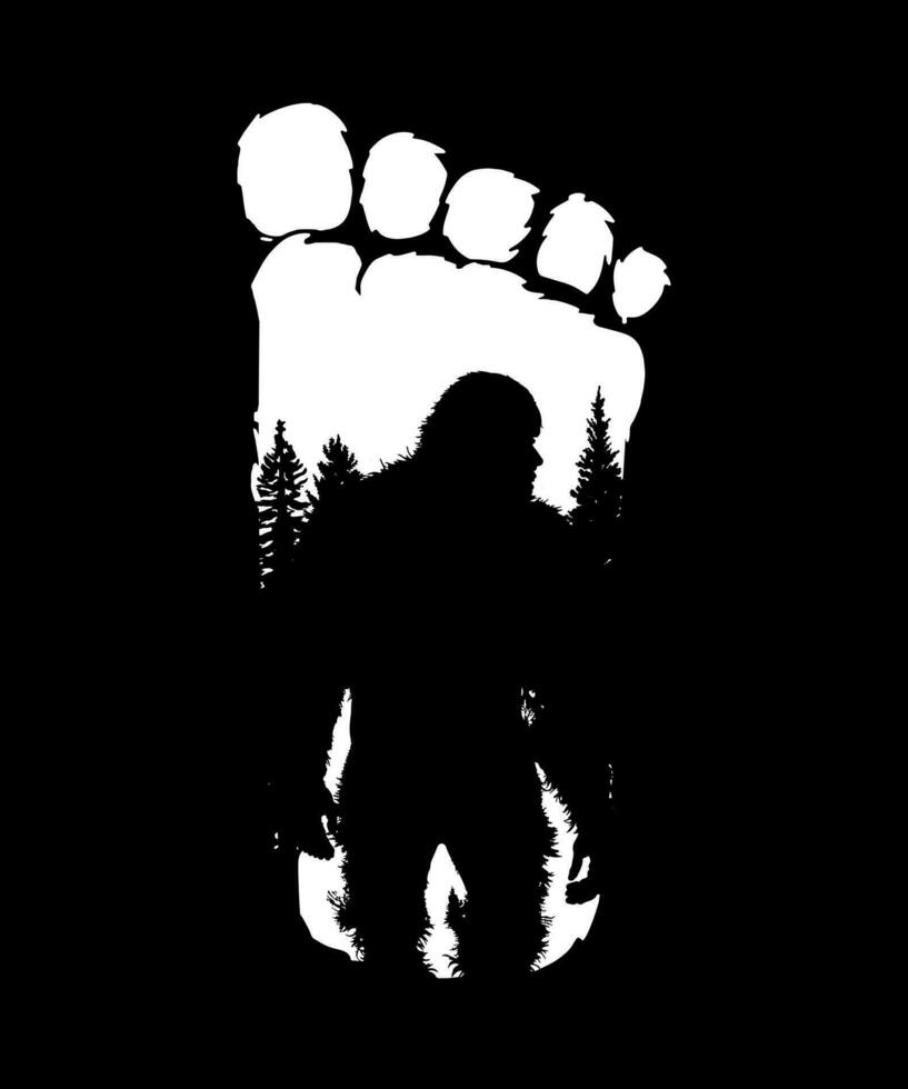 grote voet leeft er toe doen logo t-shirt sasquatch t-shirt ontwerp vector