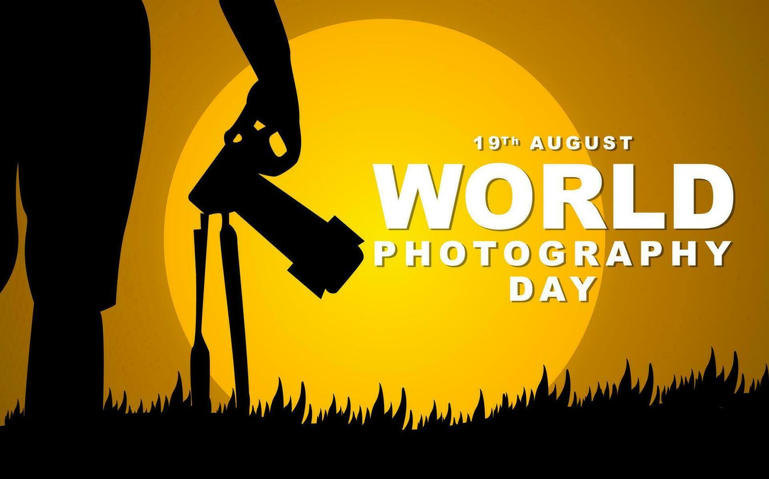 wereld fotografie dag Aan augustus 19e, fotograaf silhouet illustratie ontwerp. vector