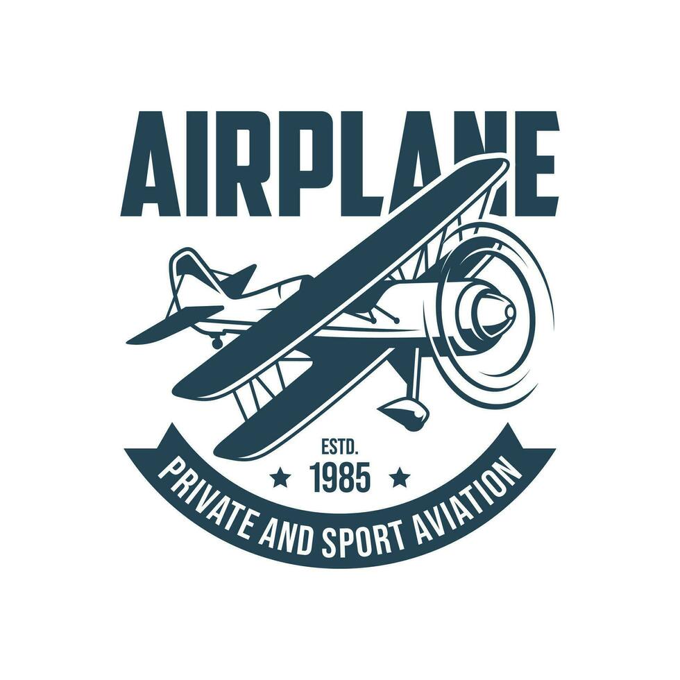 wijnoogst vliegtuig luchtvaart insigne logo vector sjabloon