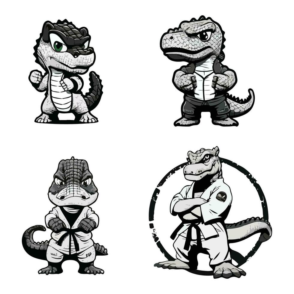 alligator vector verzameling krokodil illustraties reeks
