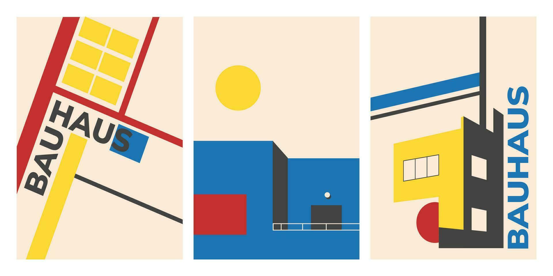 brutalist ontwerp elementen. posters met meetkundig vormen. modieus 90s stijl. bauhaus ontwerp stijl. vector