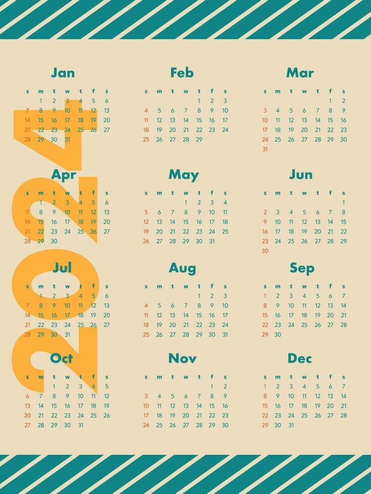 maandelijks kalender voor 2024. kalender. de week begint Aan zondag. vector