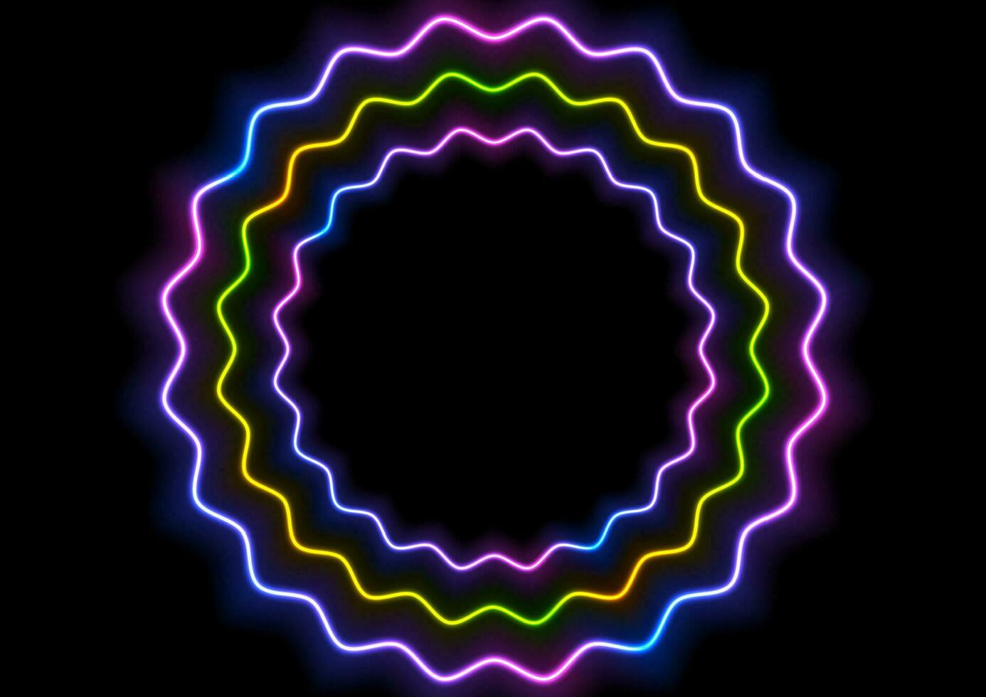 kleurrijk gloeiend neon golvend cirkels abstract achtergrond vector