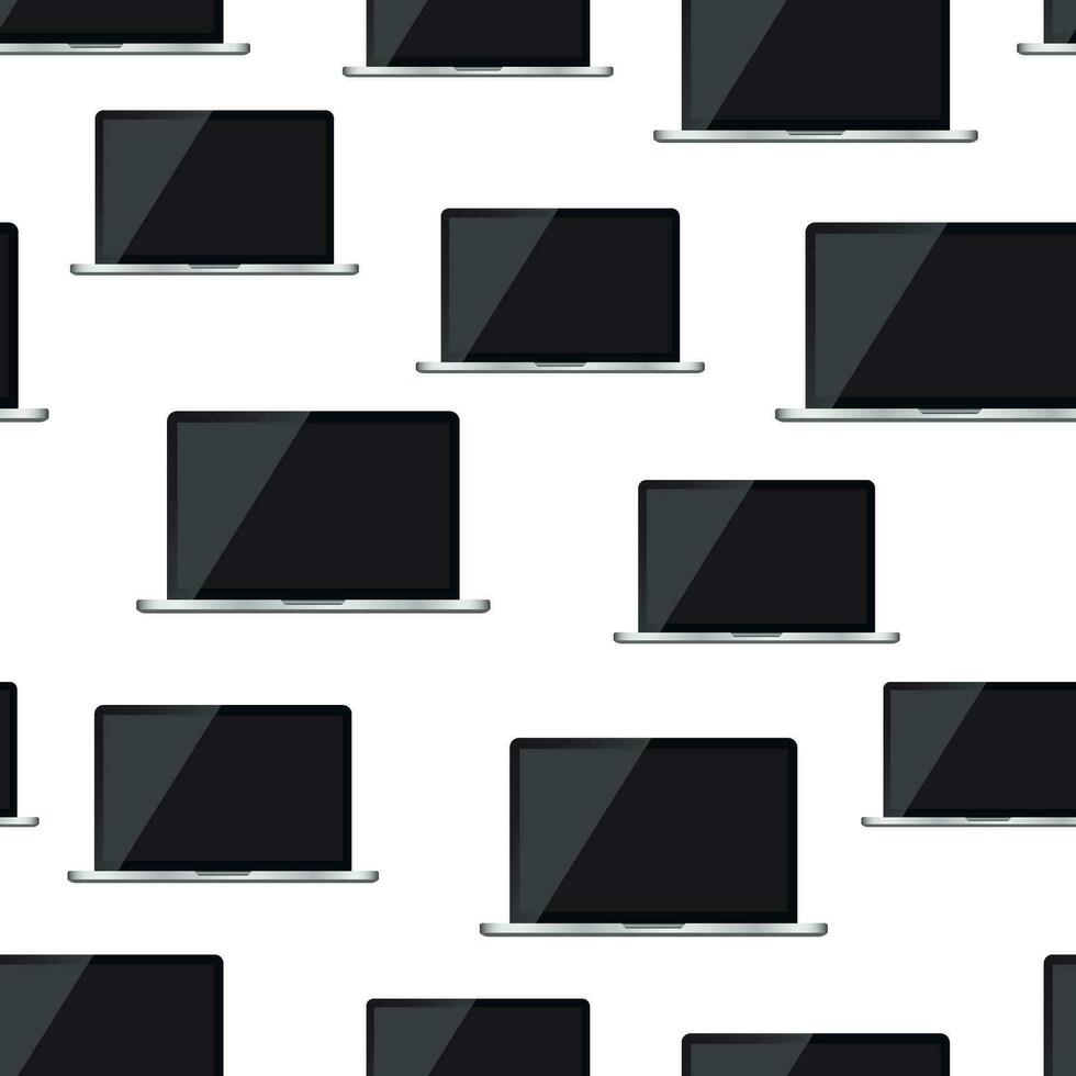 laptop computer naadloos patroon achtergrond. bedrijf vlak vector illustratie. realistisch apparaat teken symbool patroon.