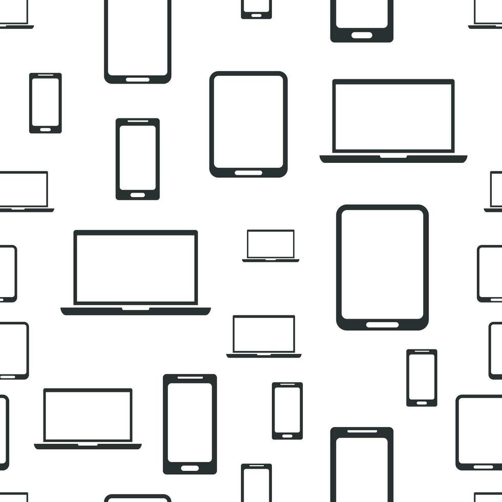 laptop, tablet, telefoon naadloos patroon. bedrijf concept computer apparaatje pictogram. vector illustratie Aan wit achtergrond.
