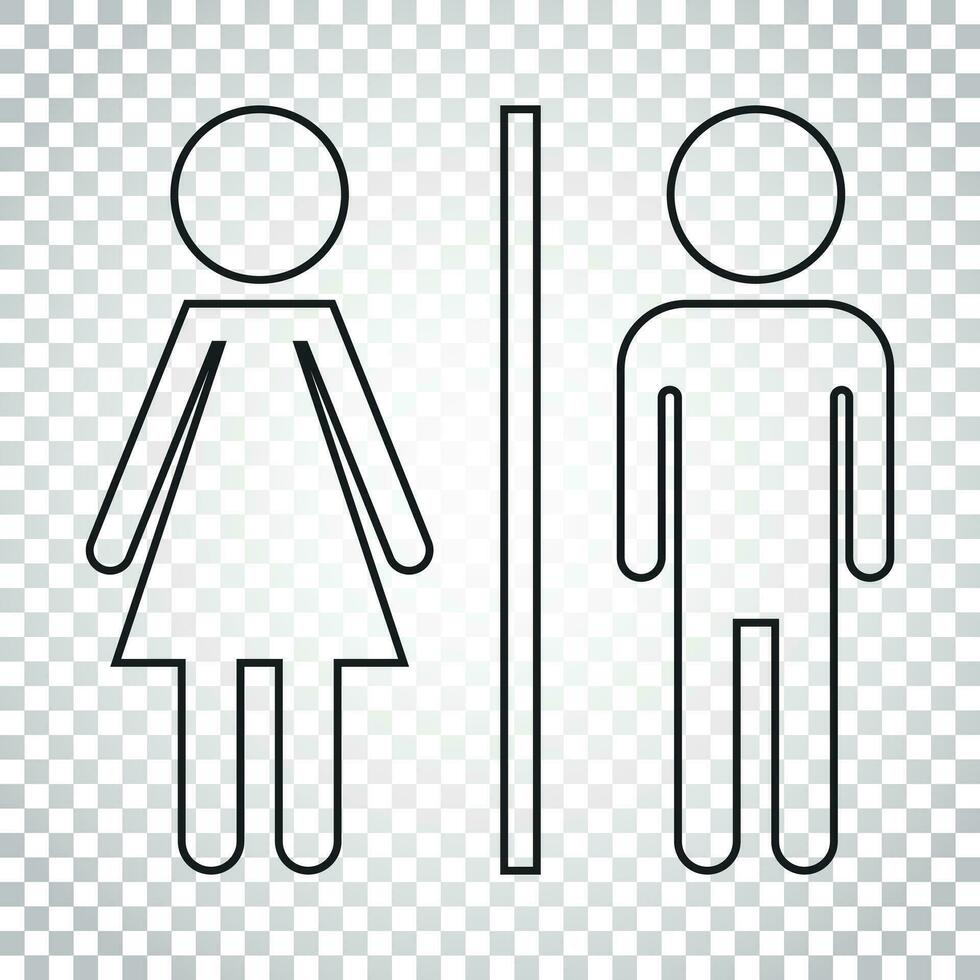 wc, toilet lijn vector icoon. mannen en Dames teken voor toilet Aan geïsoleerd achtergrond. gemakkelijk bedrijf concept pictogram.