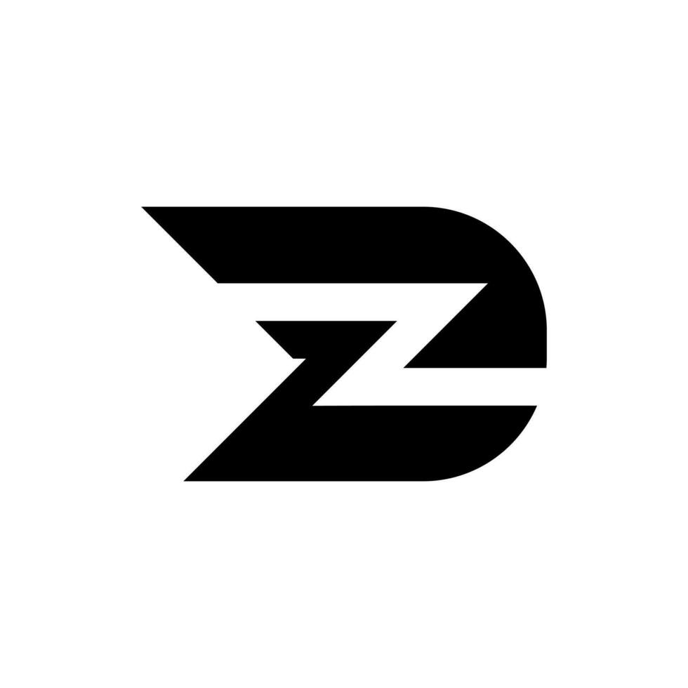 dz brief logo eerste zwart kleur vector