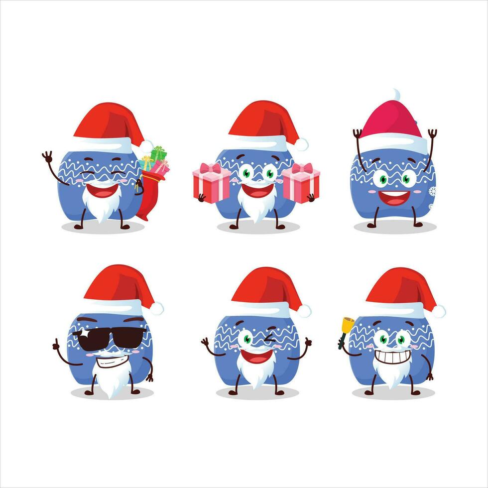 de kerstman claus emoticons met blauw de kerstman zak tekenfilm karakter vector