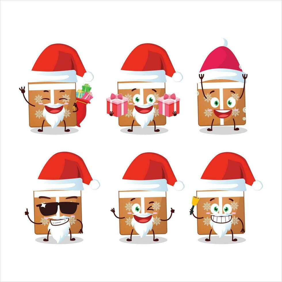 de kerstman claus emoticons met geschenk koekjes tekenfilm karakter vector