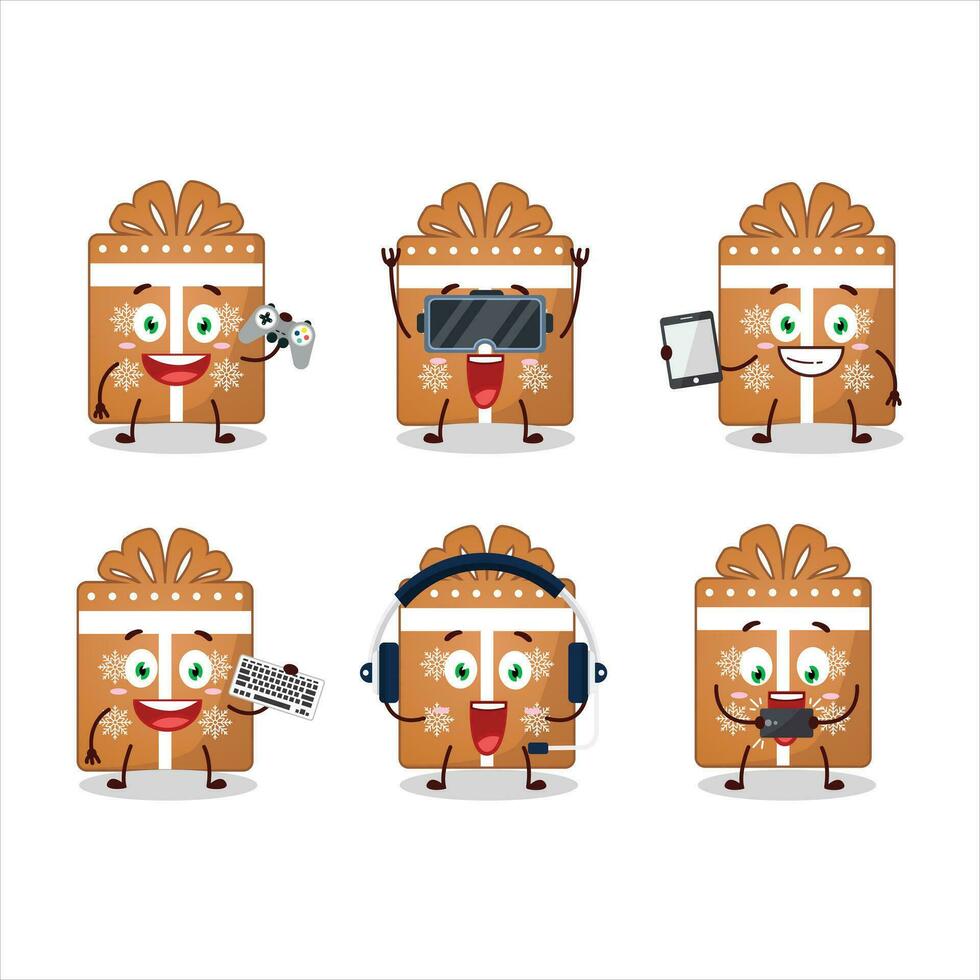 geschenk koekjes tekenfilm karakter zijn spelen spellen met divers schattig emoticons vector