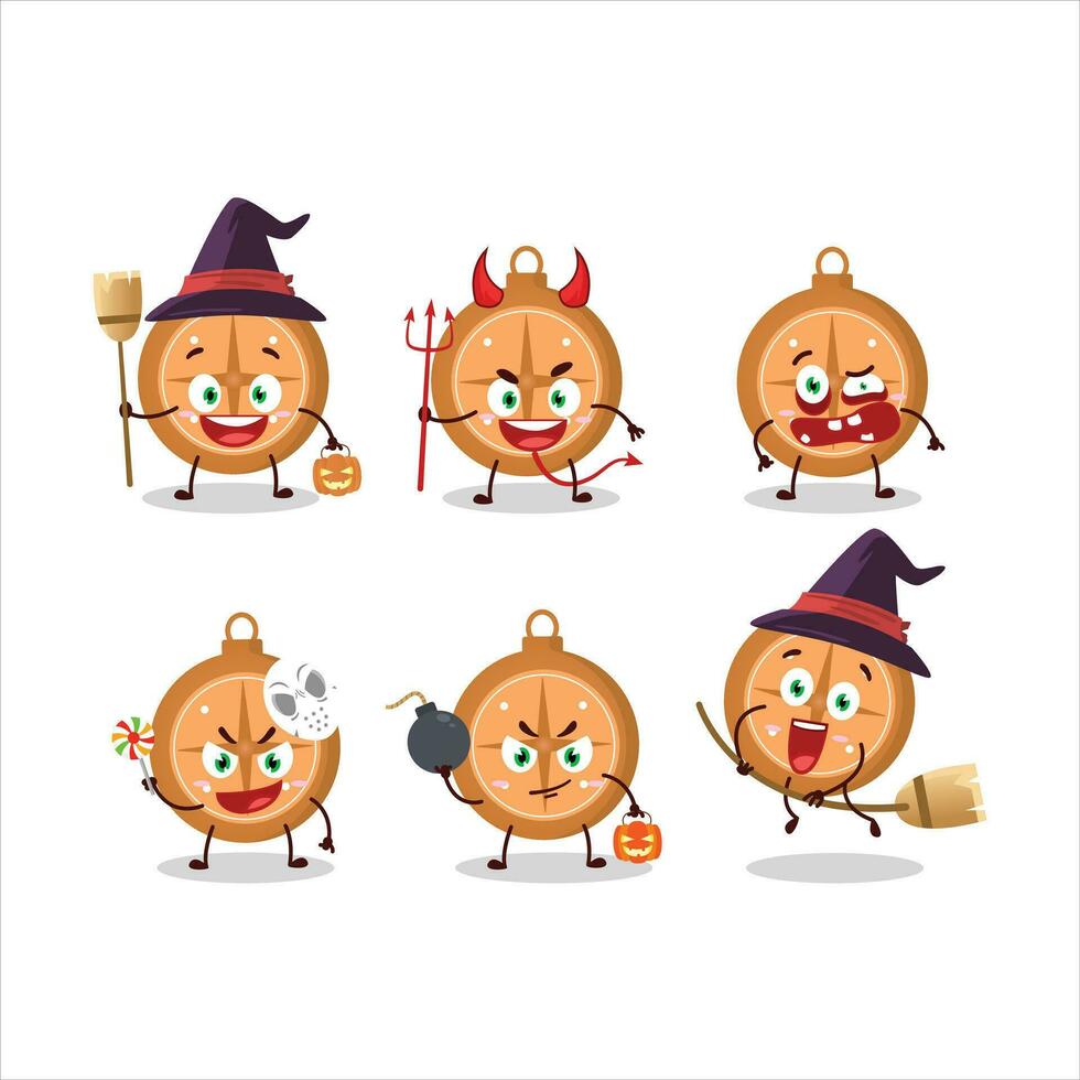 halloween uitdrukking emoticons met tekenfilm karakter van kompas koekjes vector