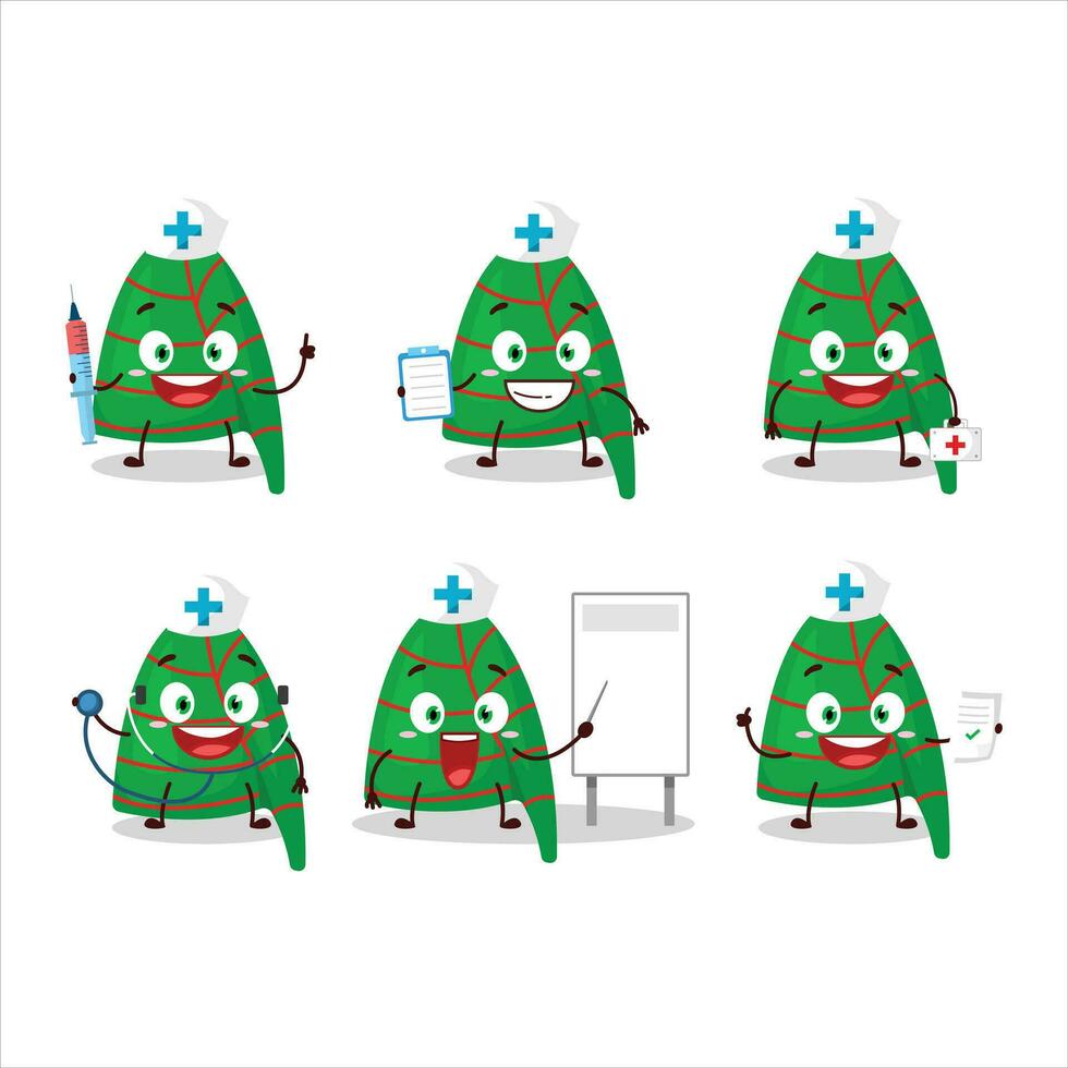 dokter beroep emoticon met groen strepen elf hoed tekenfilm karakter vector