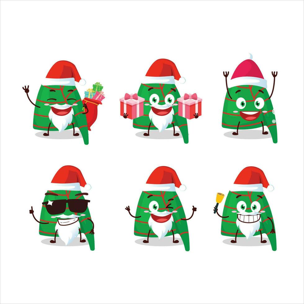 de kerstman claus emoticons met groen strepen elf hoed tekenfilm karakter vector