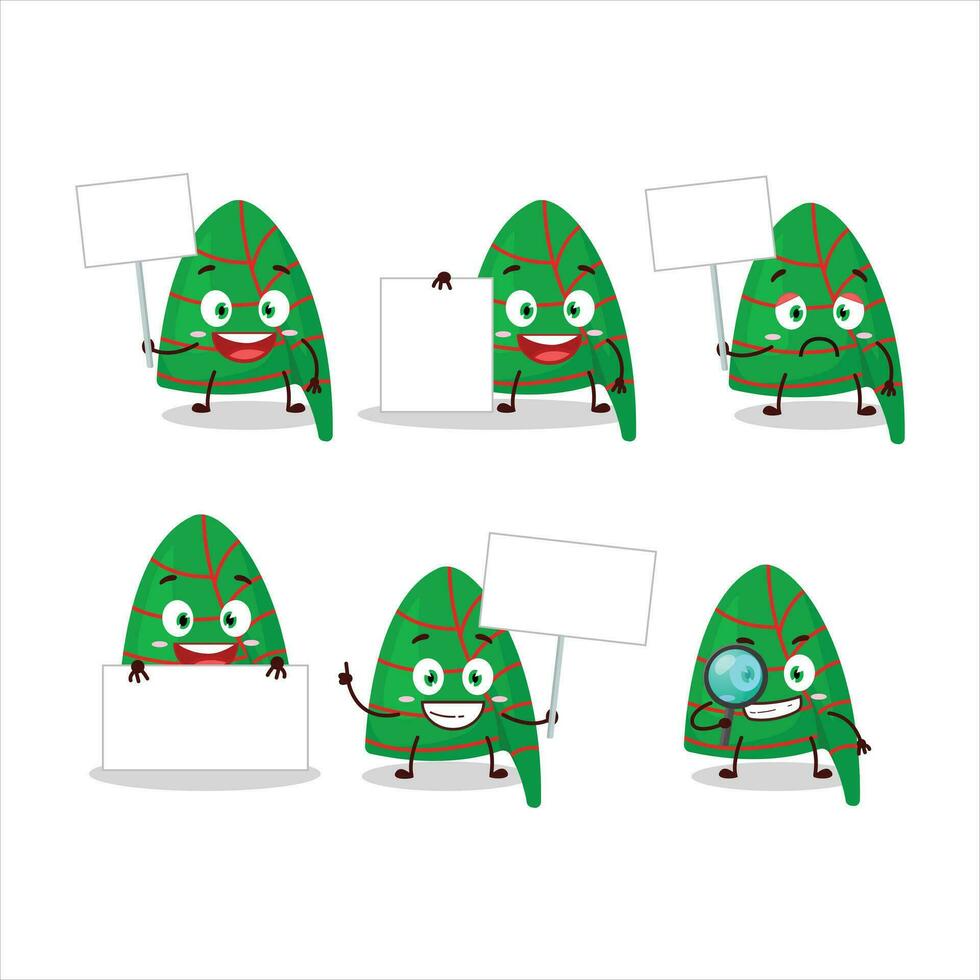 groen strepen elf hoed tekenfilm karakter brengen informatie bord vector