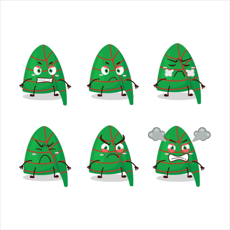 groen strepen elf hoed tekenfilm karakter met divers boos uitdrukkingen vector