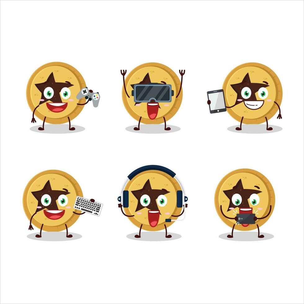 brood ster tekenfilm karakter zijn spelen spellen met divers schattig emoticons vector