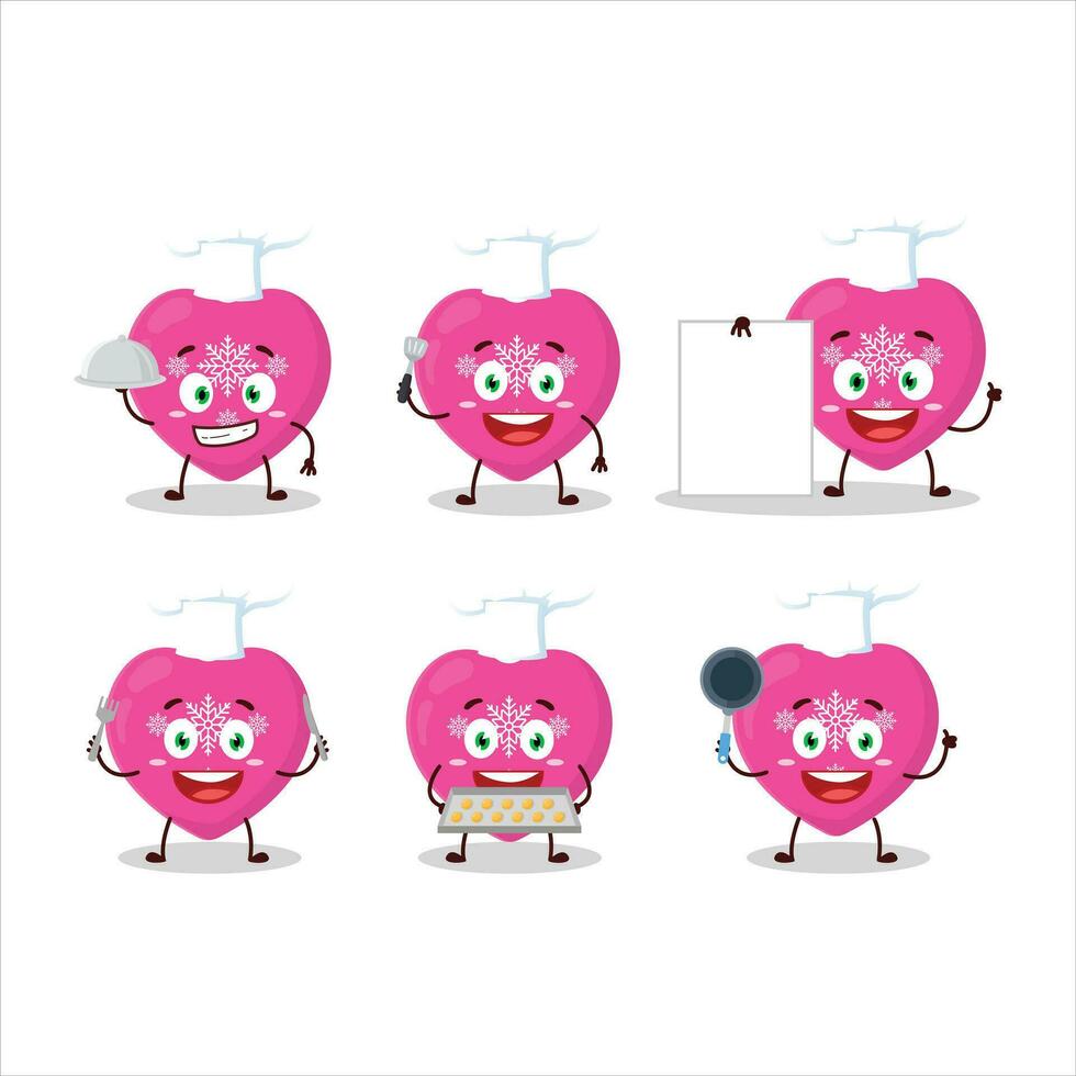 tekenfilm karakter van liefde roze Kerstmis met divers chef emoticons vector