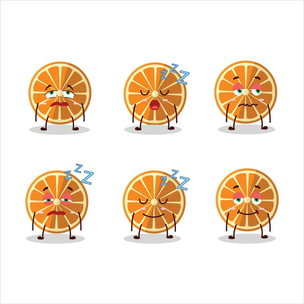 tekenfilm karakter van nieuw oranje met slaperig uitdrukking vector