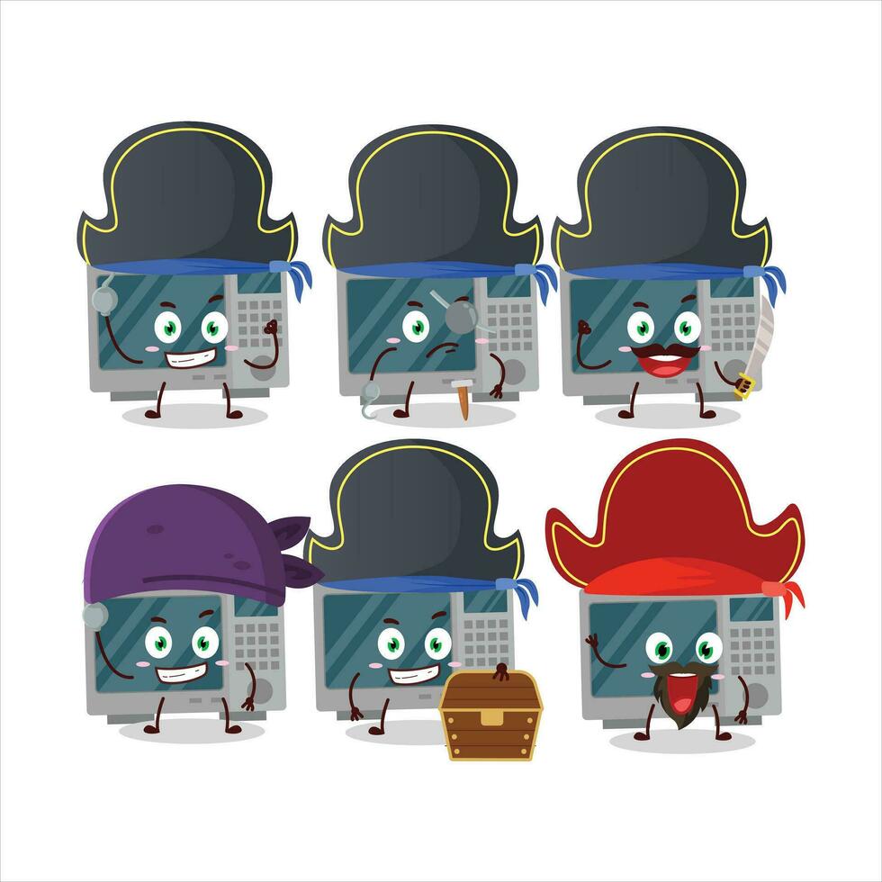 tekenfilm karakter van oven met divers piraten emoticons vector