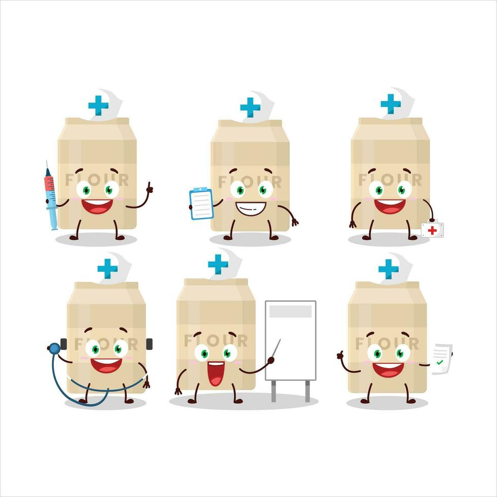 dokter beroep emoticon met wit meel tekenfilm karakter vector