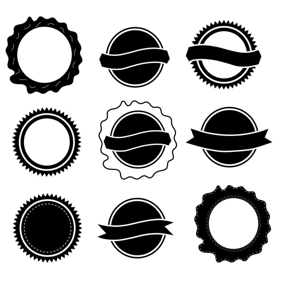 sets van zwart kleur etiket postzegels vector