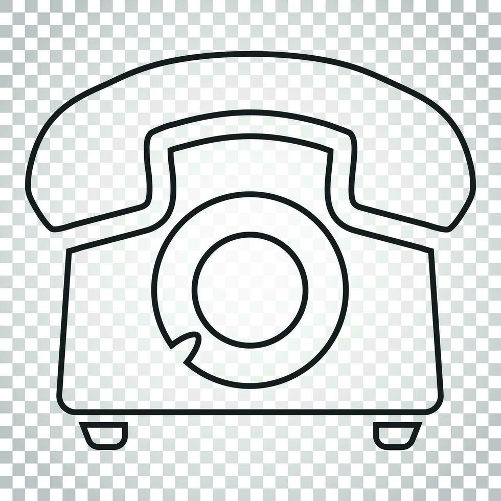 telefoon vector icoon in lijn stijl. oud wijnoogst telefoon symbool illustratie. gemakkelijk bedrijf concept pictogram Aan geïsoleerd achtergrond.