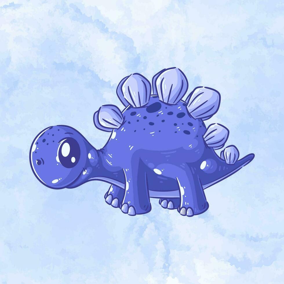 schattig Purper stegosaurus tekenfilm vector