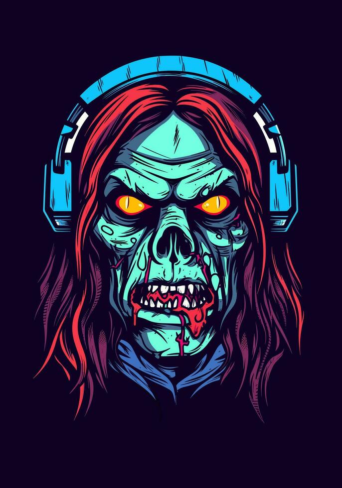 zombie vervelend koptelefoon illustratie vector