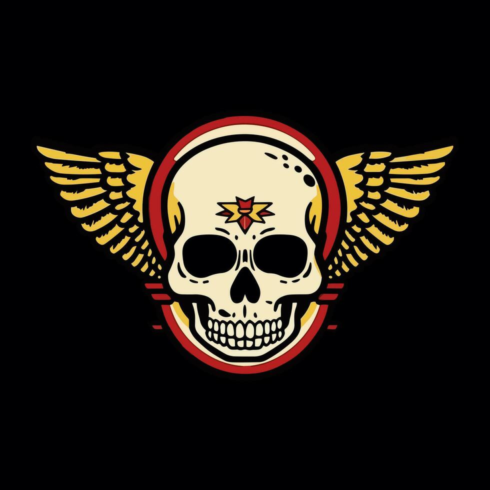 schedel Vleugels illustratie hand- getrokken logo ontwerp vector