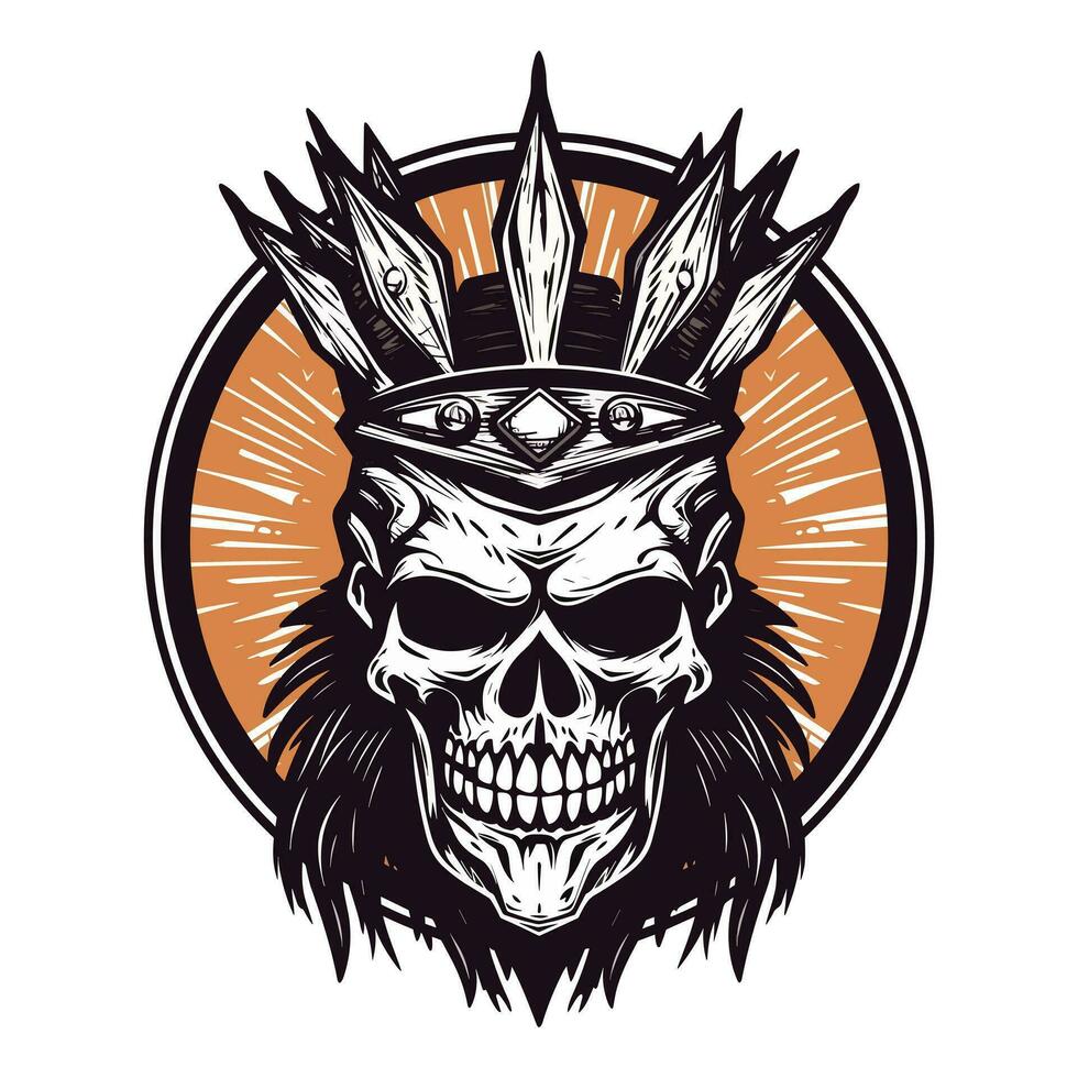 viking schedel krijger hand- getrokken logo ontwerp illustratie vector