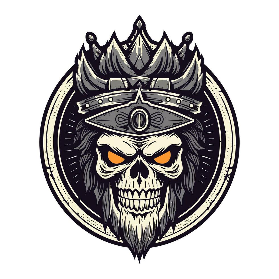 viking schedel krijger hand- getrokken logo ontwerp illustratie vector