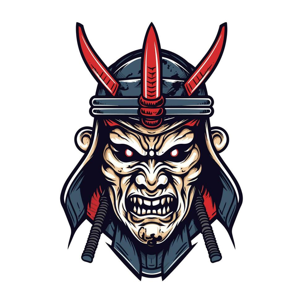 samurai schild hand- getrokken logo ontwerp illustratie vector