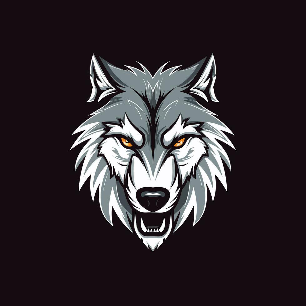 wolf hoofd hand- getrokken logo ontwerp illustratie vector