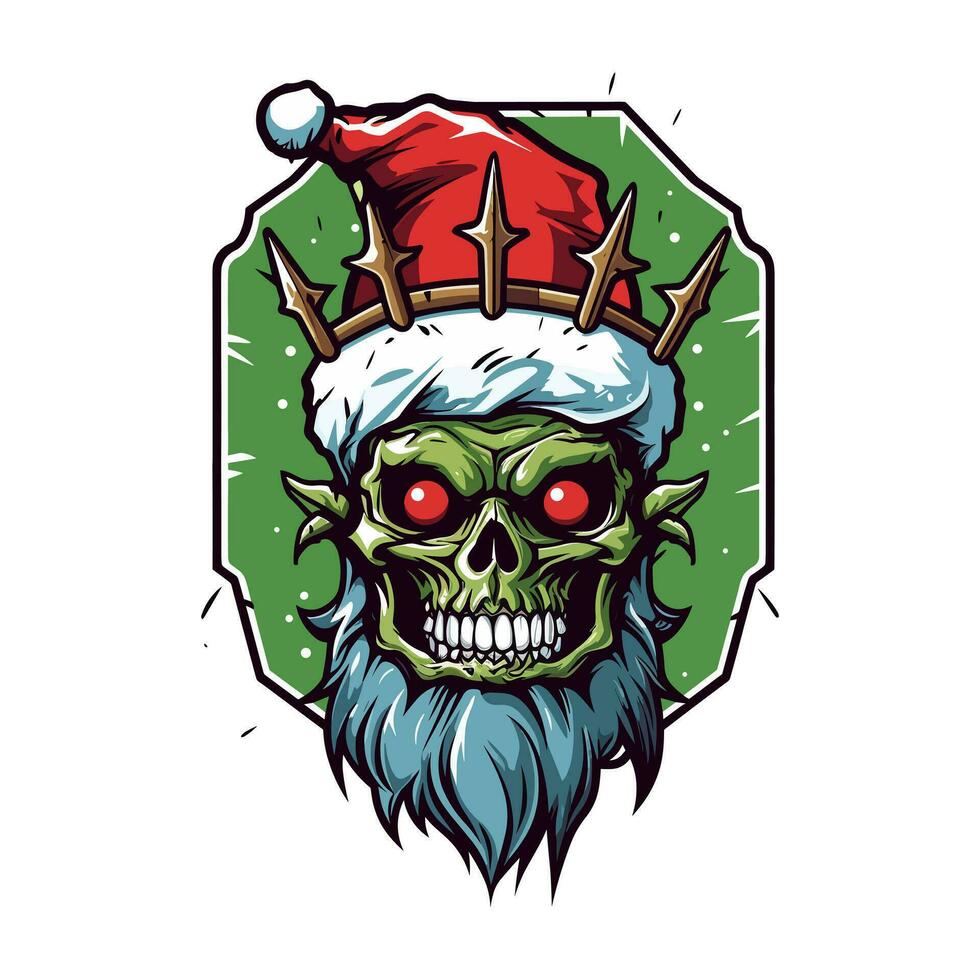 ontketenen de ondood deze vakantie seizoen met een de kerstman zombie hand- getrokken logo ontwerp illustratie dat voegt toe een spookachtig twist naar traditioneel festiviteiten vector