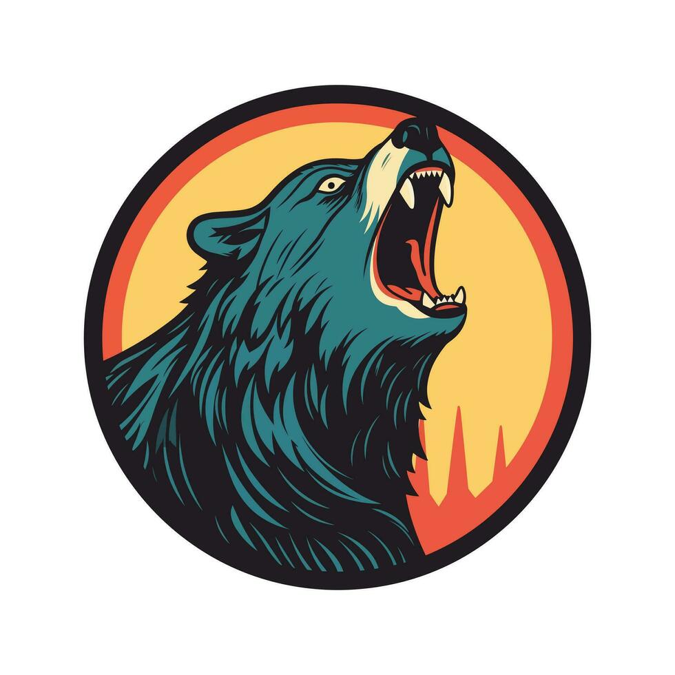 gehuil beer hoofd brullen hand- getrokken logo ontwerp illustratie vector