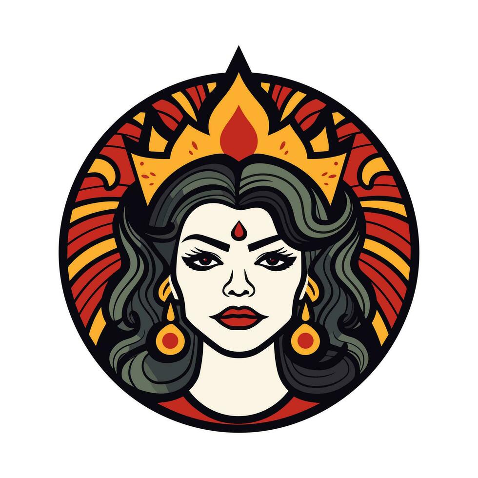 koningin meisje logo ontwerp illustratie een fusie van kunst en cultuur, vastleggen de geest en veerkracht van de chicano gemeenschap. vetgedrukt, bekrachtigen, en visueel opvallend vector