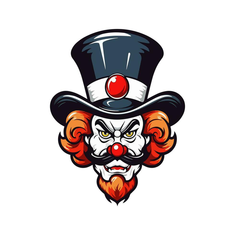 stoutmoedig en opvallend clown hoofd logo ontwerp illustratie, doordrenkt met levendig kleuren en ingewikkeld details, oproepen tot een zin van vreugde en vermaak vector