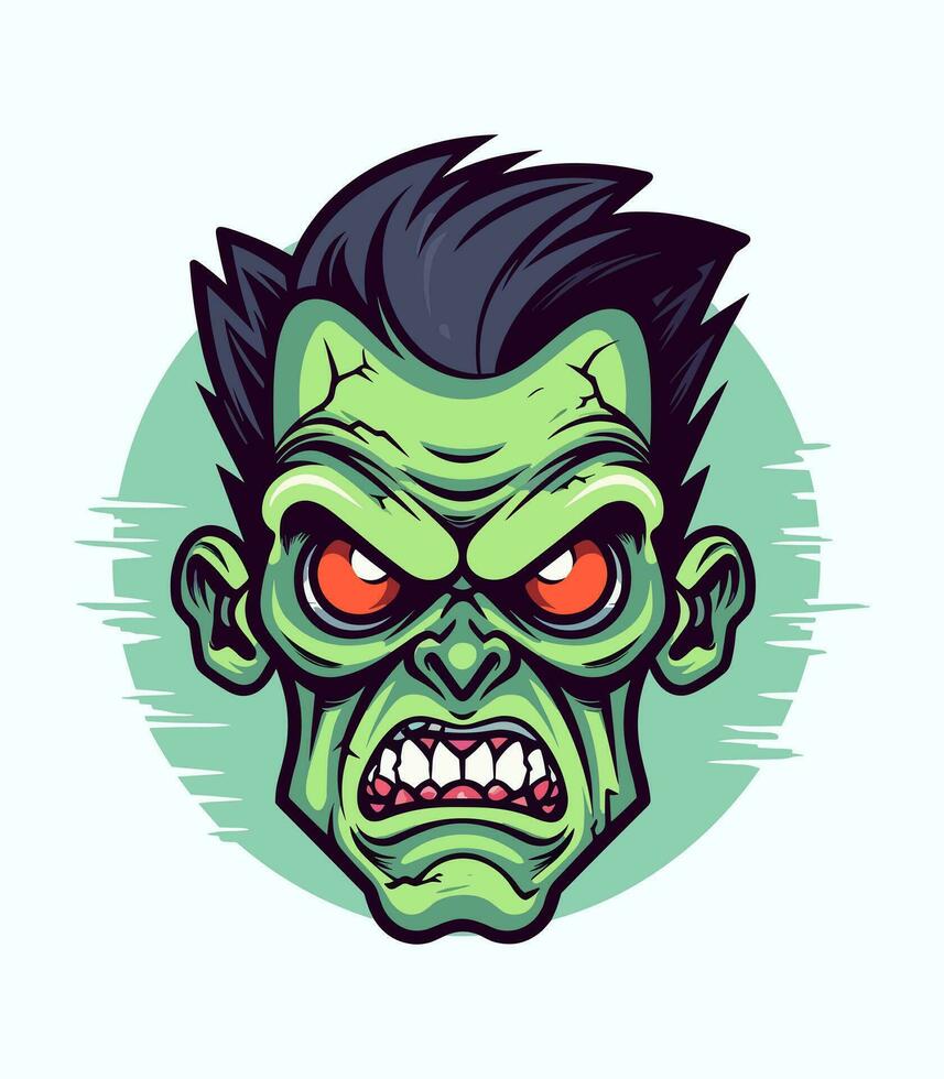 boos zombie hoofd vector klem kunst illustratie