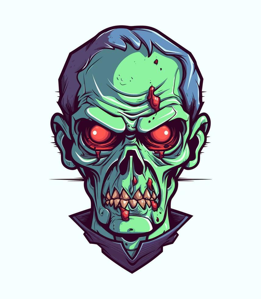 boos zombie hoofd vector klem kunst illustratie