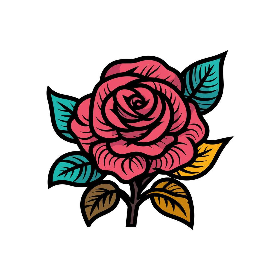 romantisch rozen bloem vector logo klem kunst illustratie