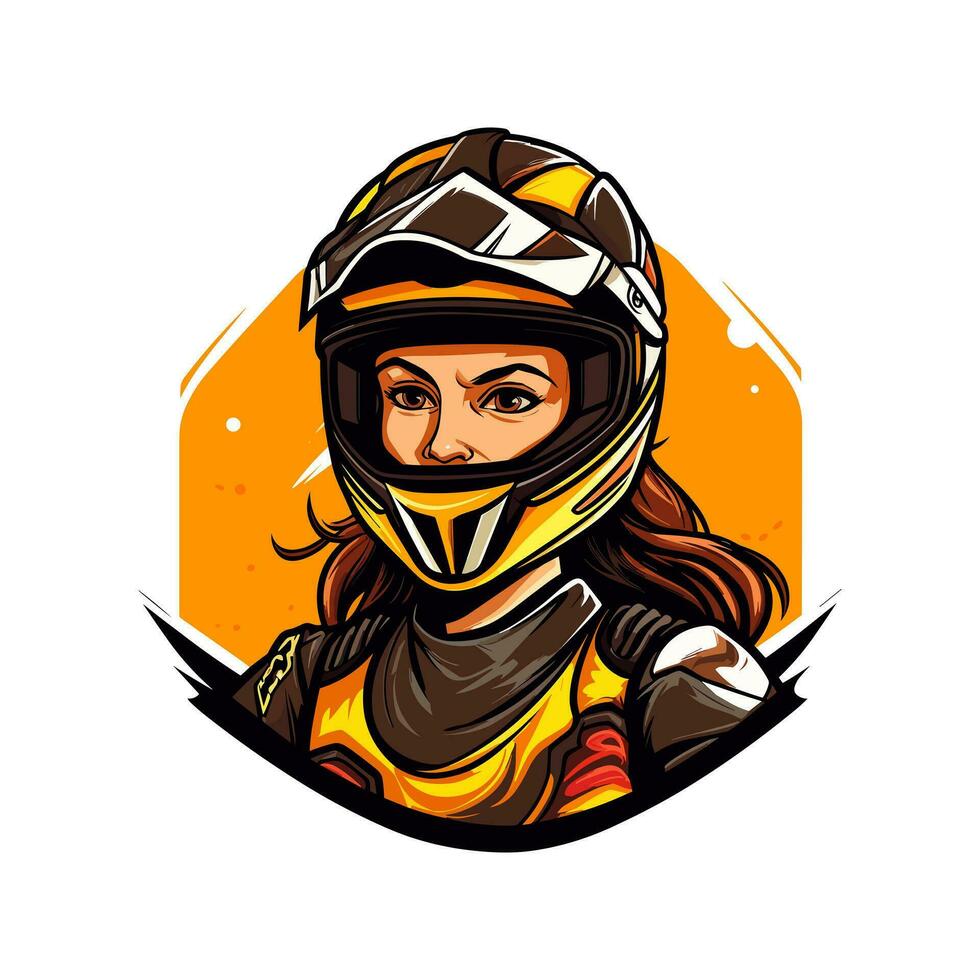 motorcross logo meisje helm vector klem kunst illustratie
