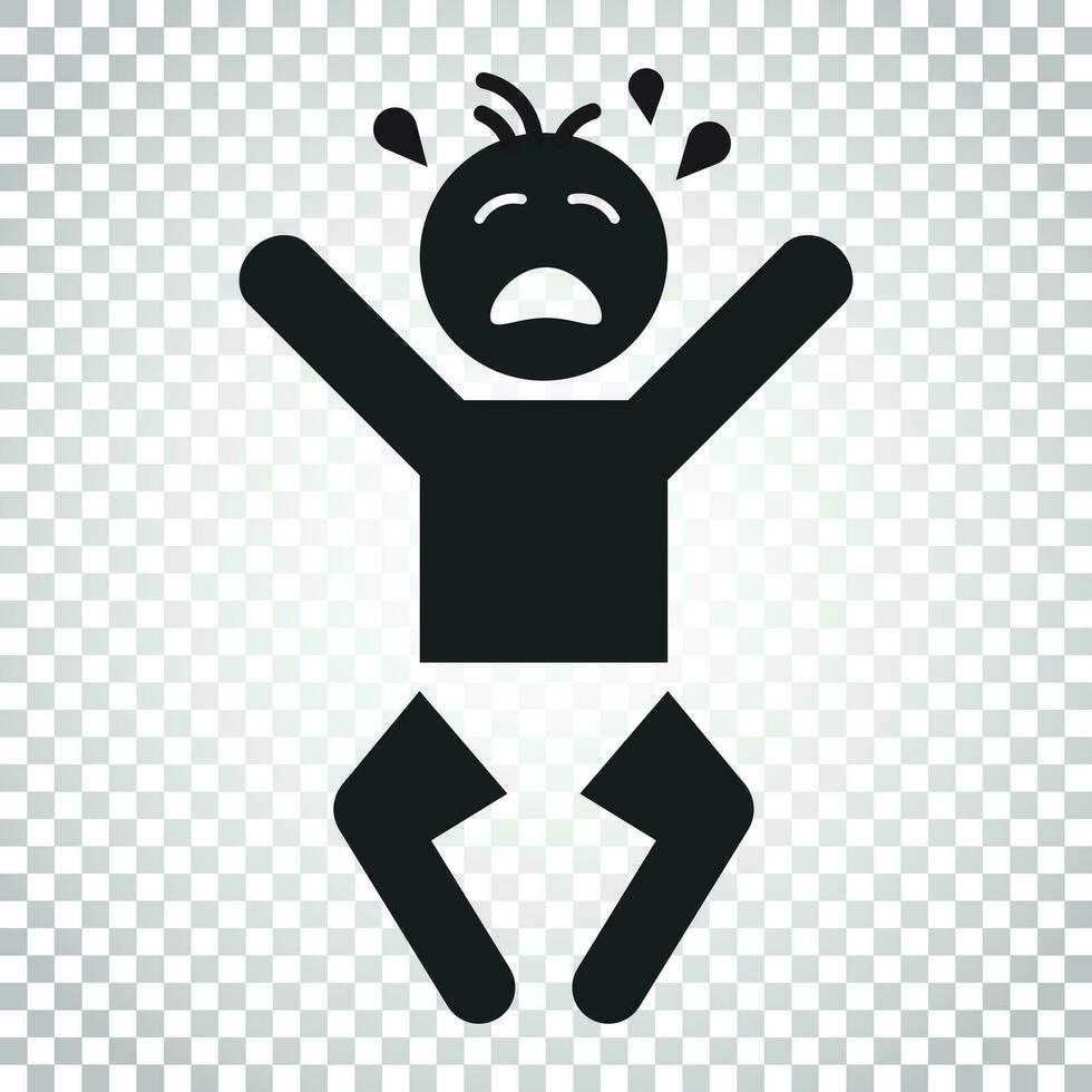 huilen baby vector icoon. woede emoties kind vlak illustratie. bedrijf concept gemakkelijk vlak pictogram Aan geïsoleerd achtergrond.