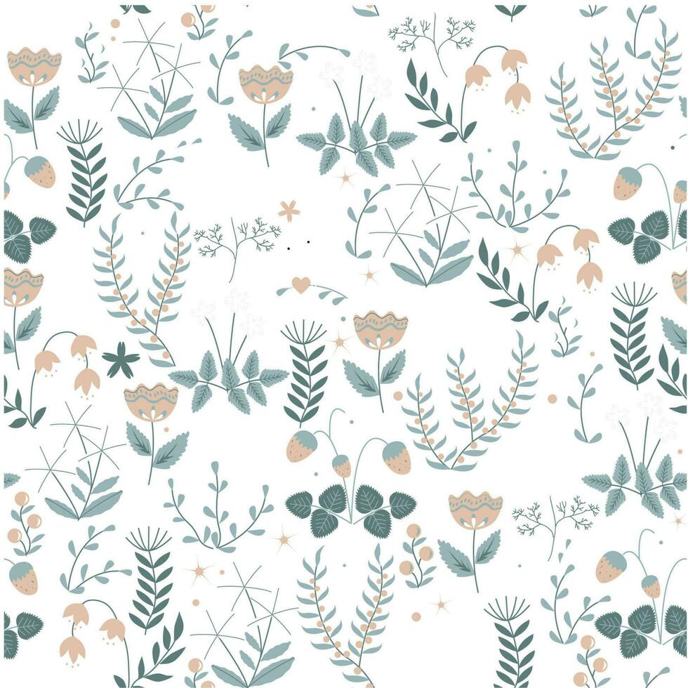 beige blauw geïllustreerd patroon bloemen plein hoofdkussen vector