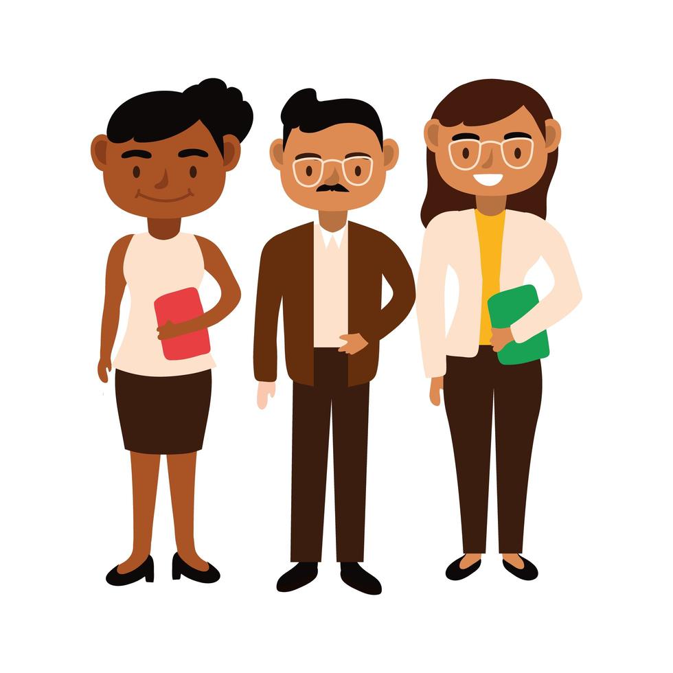 interraciale leraren teamwerkers karakters vector