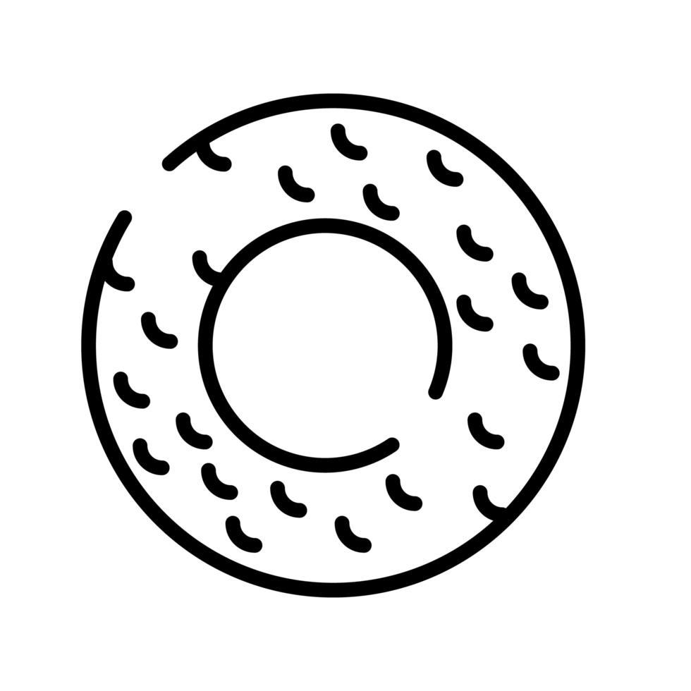 zoete donut lijn stijlicoon vector